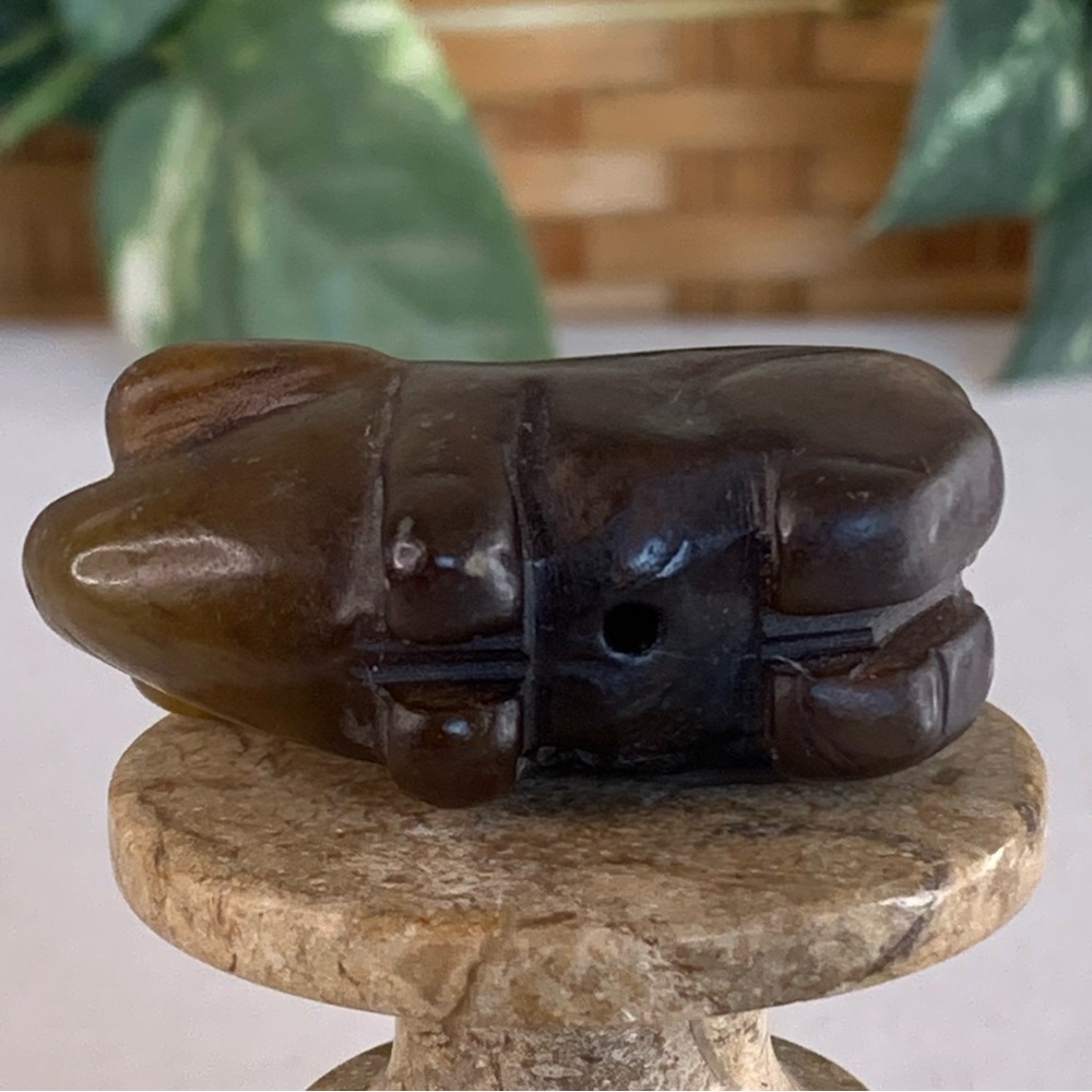 Vintage Chinese Zodiac Jade Pig Necklace Bead Hand Carved Animal Pendant 1.9" - Picture 11 of 14